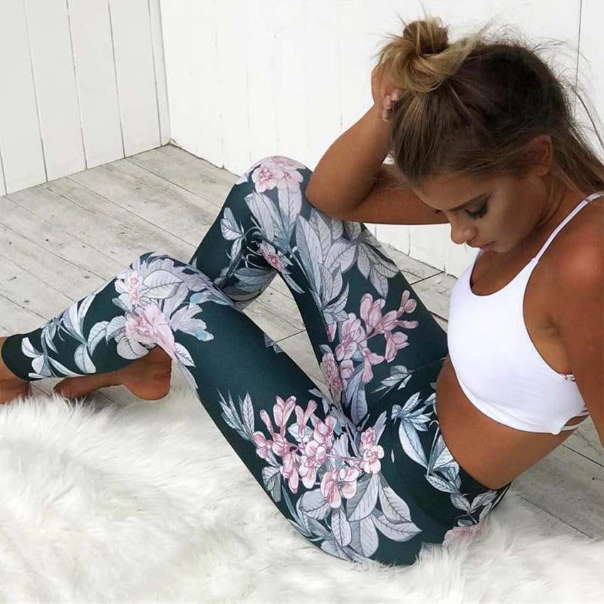 Spring Florals Print Yoga Pants